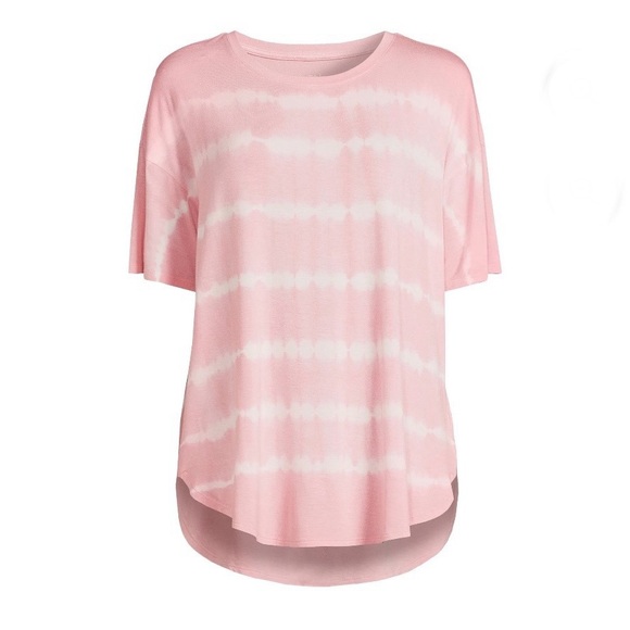 Time and Tru Women's Crewneck Solid & Tie-Dye Tunic Tee Size S (4-6) Dusty Rose - Picture 2 of 13